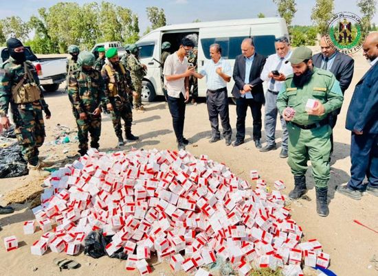 ضبطتها قوات الحزام الأمني.. إتلاف الآلاف من الحبوب المخدرةالمخدرة